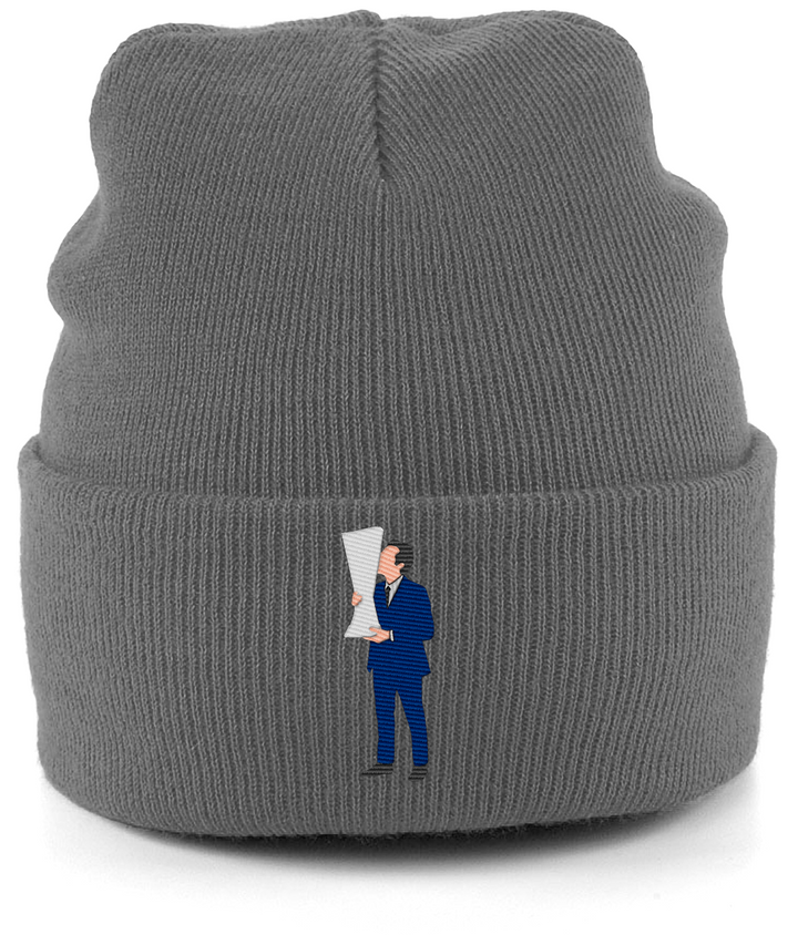 Unai Emery Trophy Kiss embroidered Aston Villa beanie in Graphite Grey, Legends in Thread
