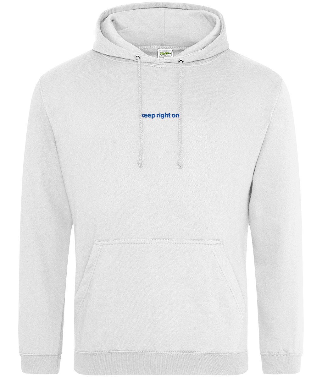 Keep Right On embroidered Birmingham City hoodie in Arctic White, Legends in Thread