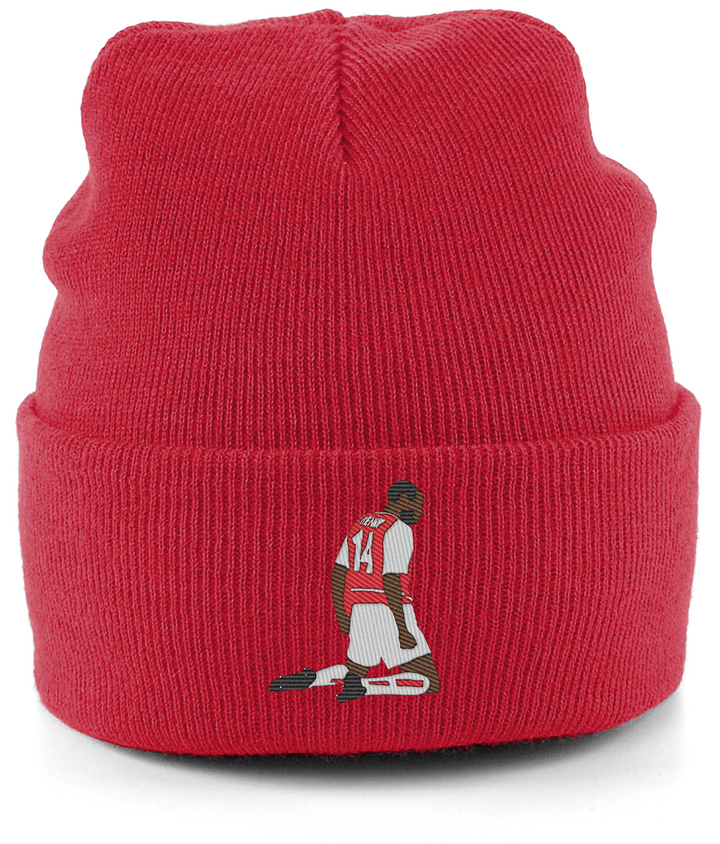 Thierry Henry Knee Slide embroidered Arsenal beanie in Classic Red, Legends in Thread