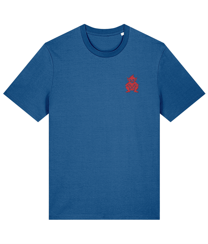 Lincoln Imp embroidered Lincoln City cotton tee in Mindful Blue, Legends in Thread