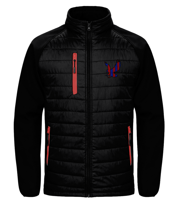 Red and Blue Striped Eagle embroidered Crystal Palace softshell jacket in Black/Red, Legends in Thread
