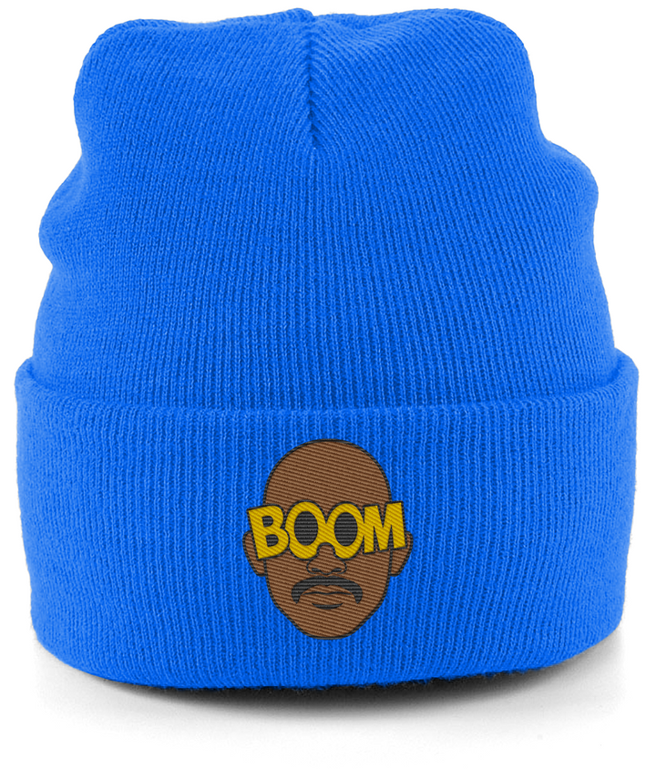 Mateta Boom Glasses embroidered Crystal Palace beanie in Sapphire Blue, Legends in Thread