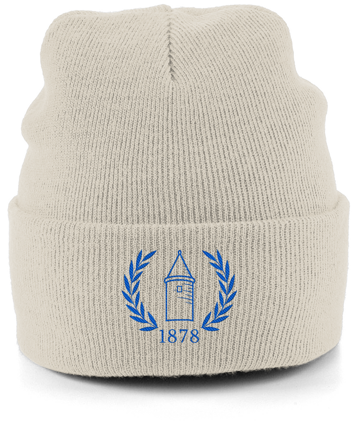 EFC 1878 embroidered Everton beanie in Almond, Legends in Thread
