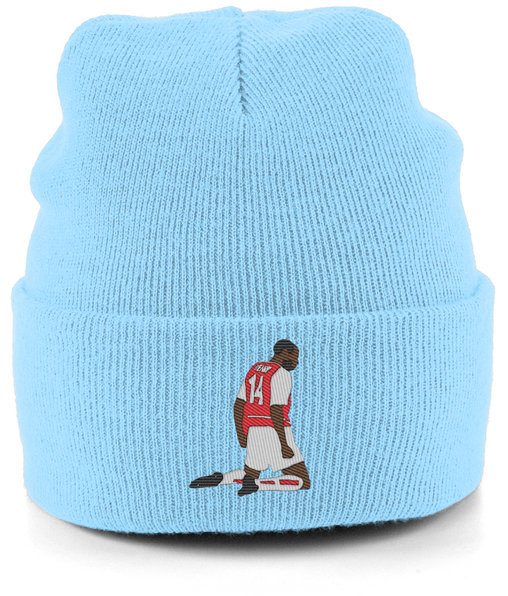 Thierry Henry Knee Slide embroidered Arsenal beanie in Sky, Legends in Thread