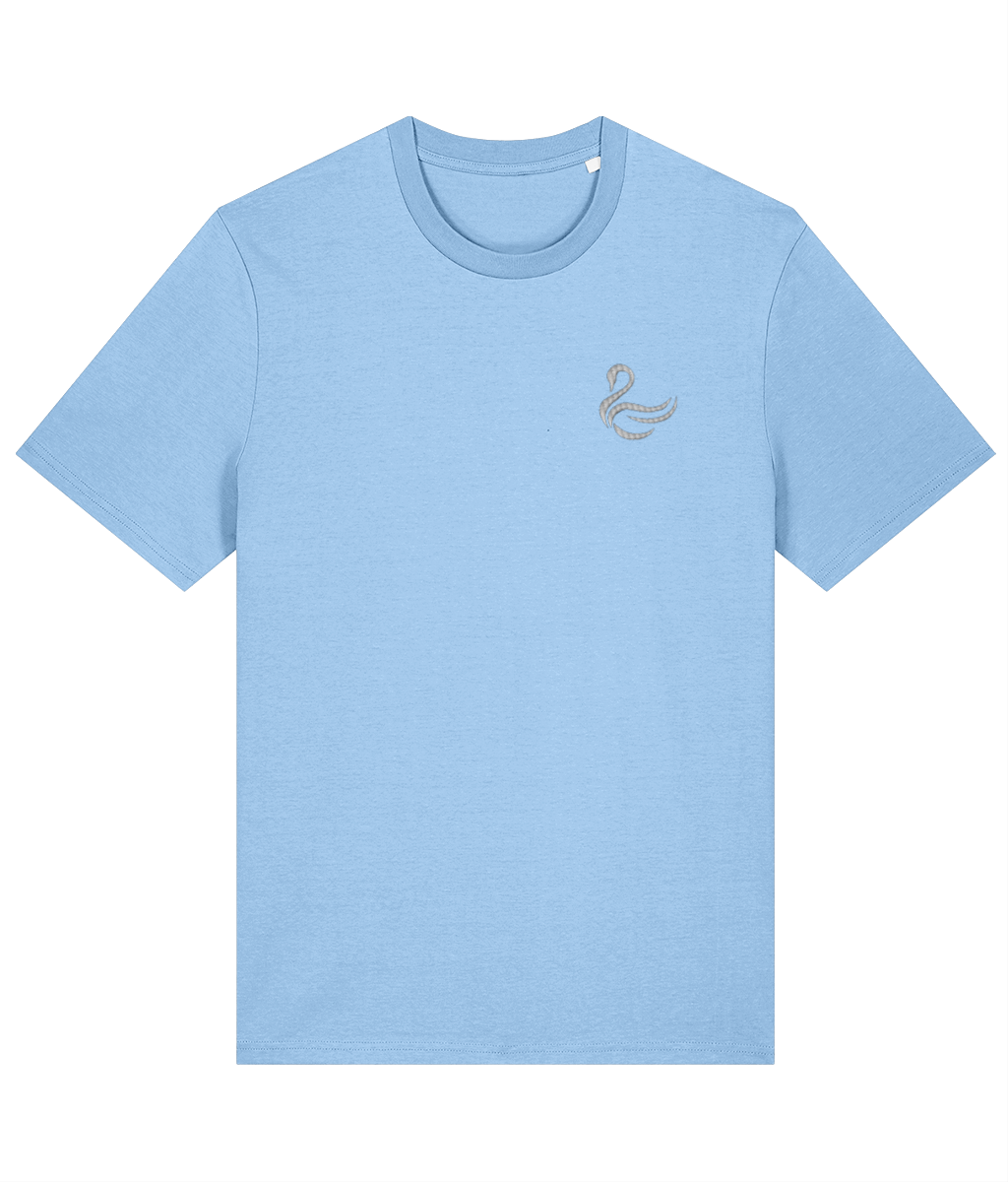 Swansea Swan embroidered Swansea City cotton tee in Blue Soul, Legends in Thread
