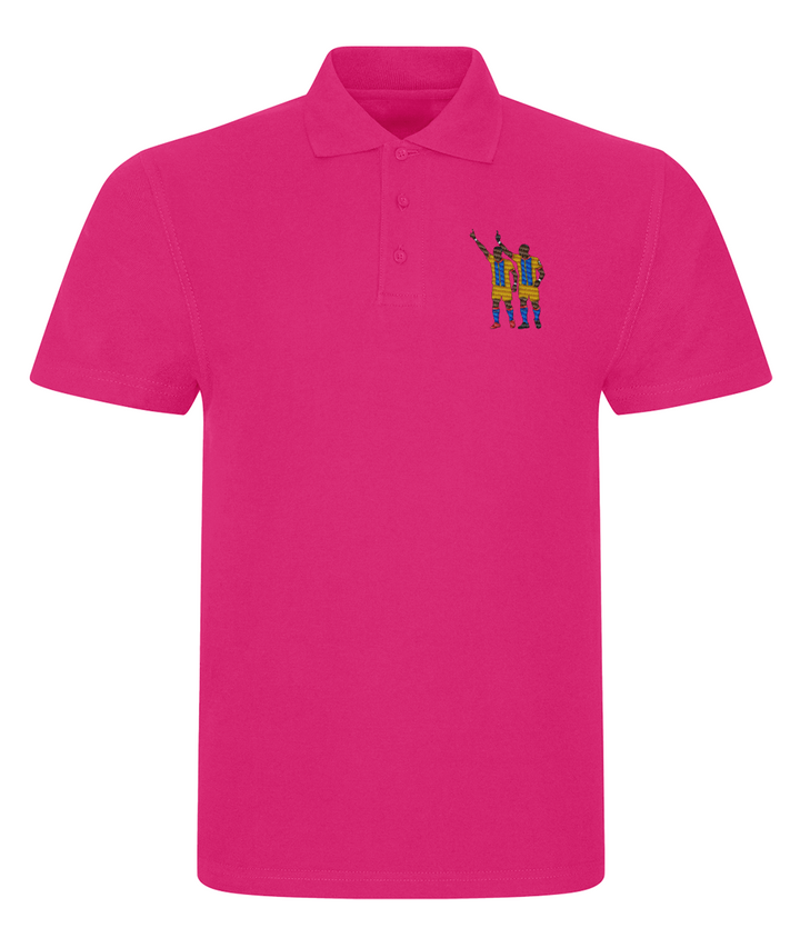 Zaha & Bolasie embroidered Crystal Palace polo in Fuchsia, Legends in Thread
