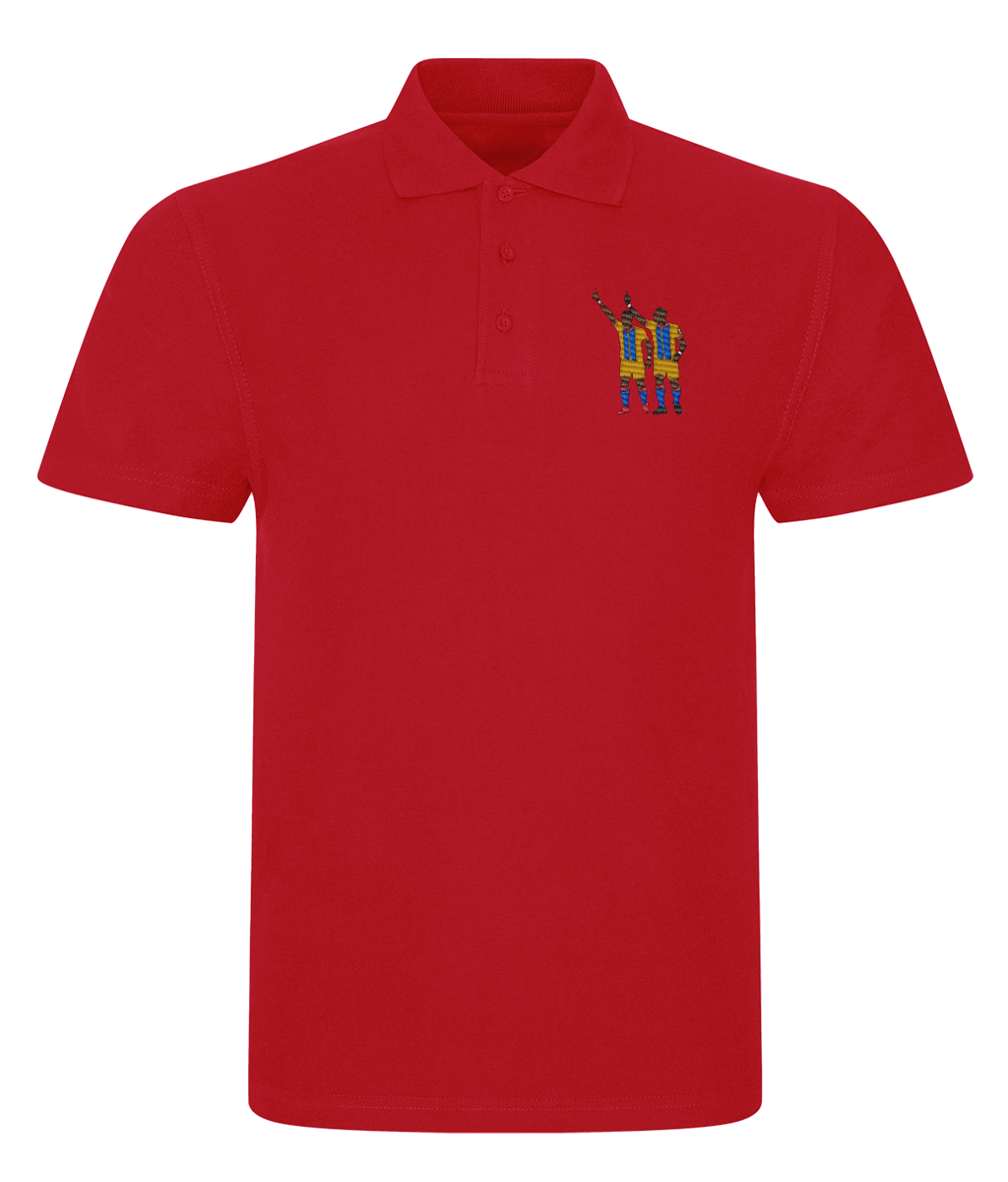 Zaha & Bolasie embroidered Crystal Palace polo in Red, Legends in Thread