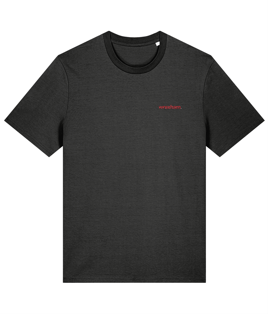 wrexham. embroidered Wrexham cotton tee in Dark Heather Grey, Legends in Thread