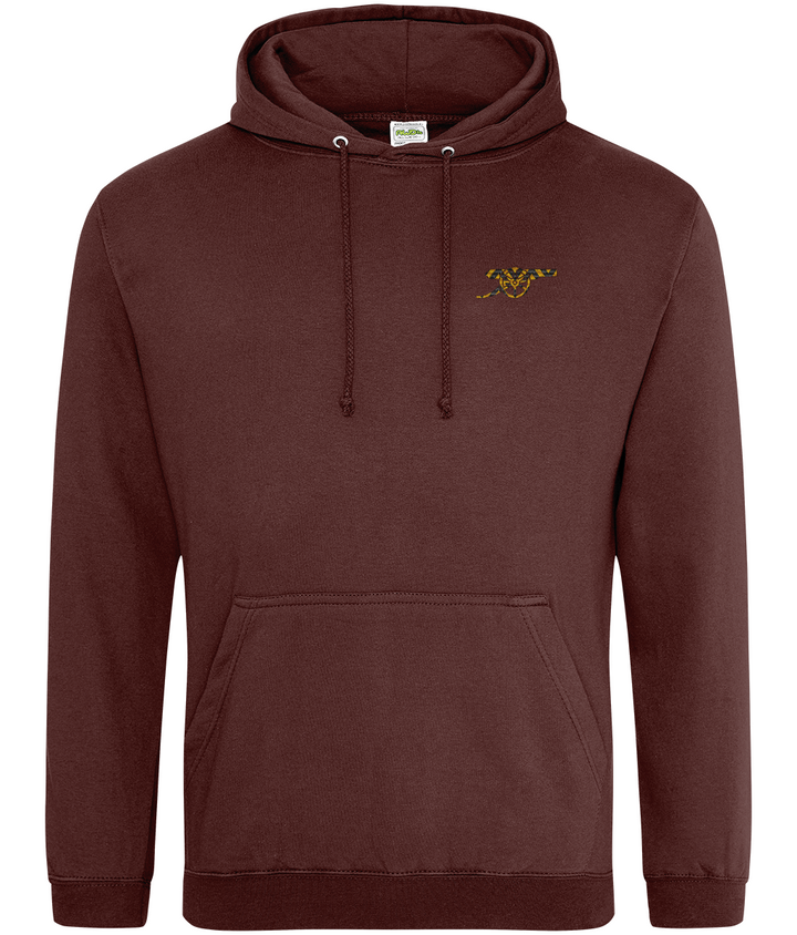 Bruised Banana embroidered Arsenal hoodie in Chocolate Fudge Brownie, Legends in Thread