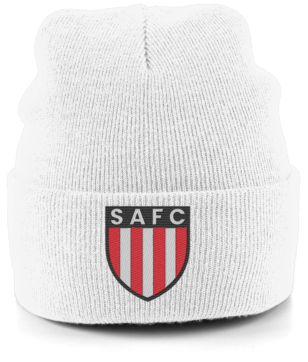 SAFC embroidered Sunderland beanie in White, Legends in Thread