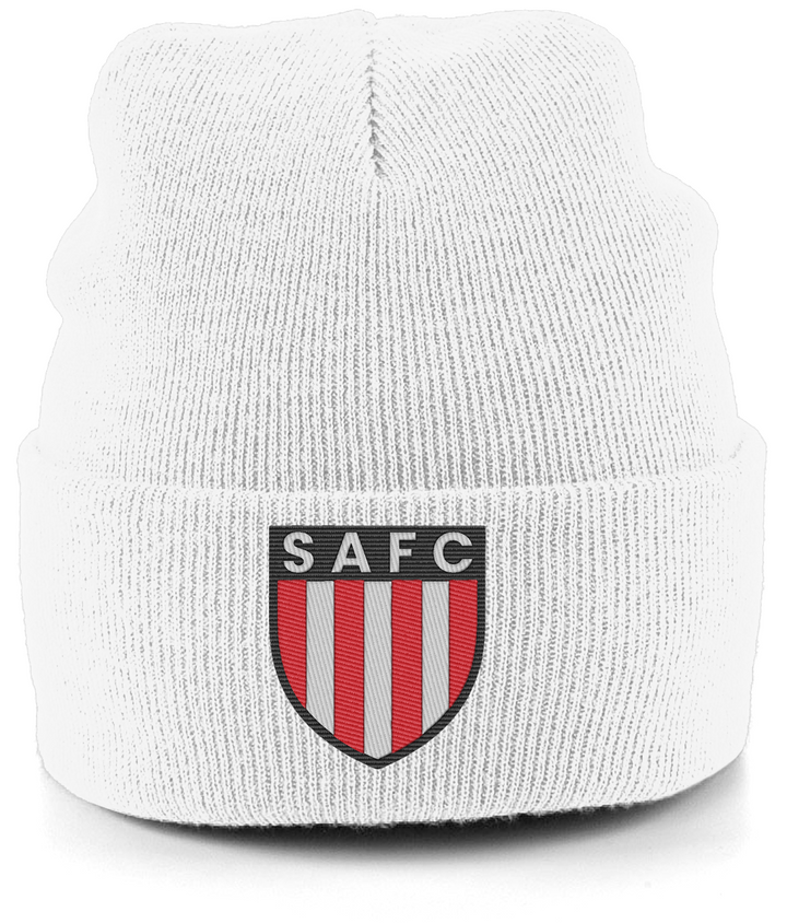 SAFC embroidered Sunderland beanie in White, Legends in Thread