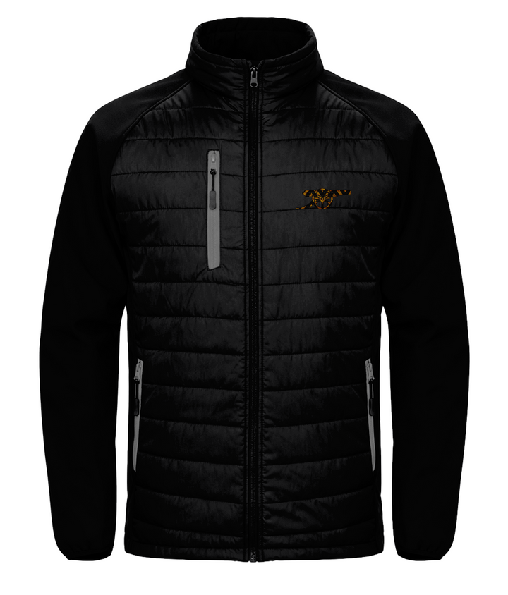 Bruised Banana embroidered Arsenal softshell padded jacket in Black/Grey, Legends in Thread