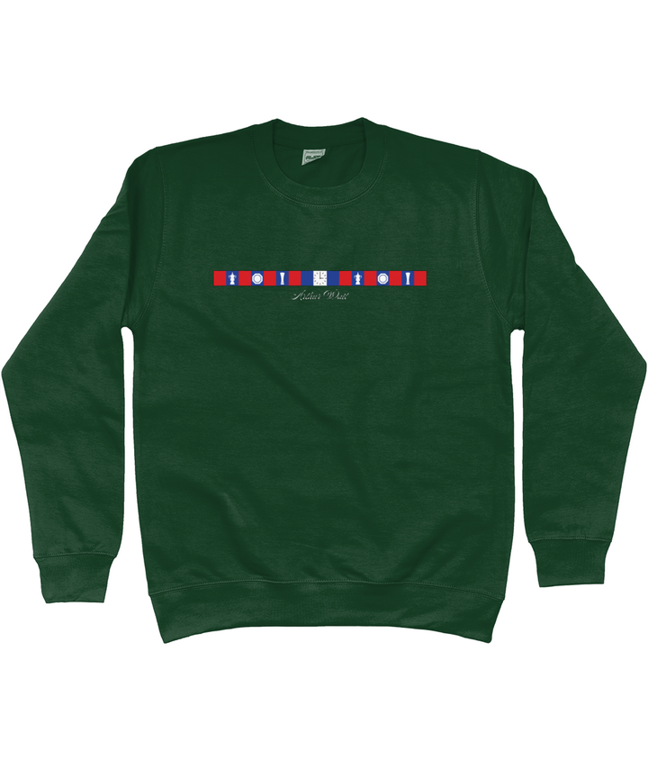 Arthur Wait Fascia Inspired printed Crystal Palace sweatshirt in Forest, Legends in Thread