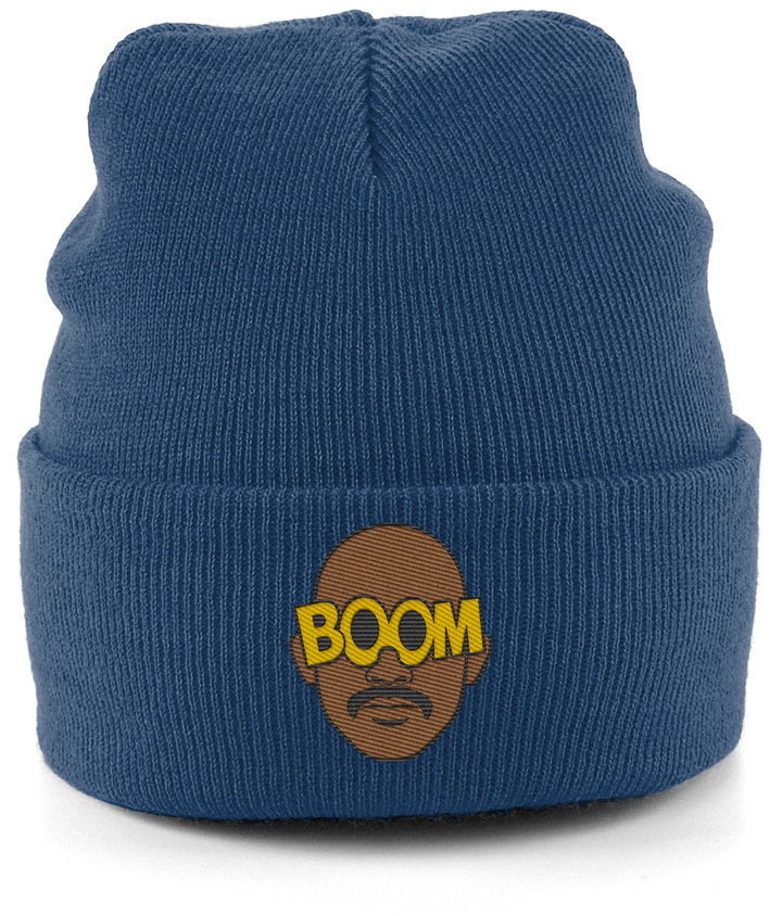 Mateta Boom Glasses embroidered Crystal Palace beanie in Oxford Navy, Legends in Thread