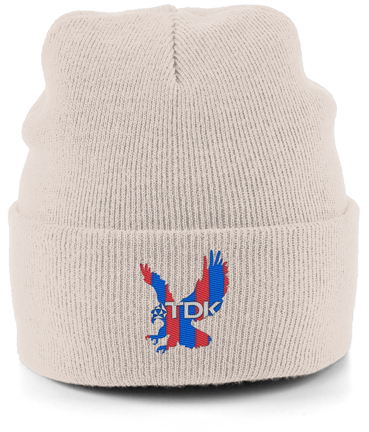TDK Eagle embroidered Crystal Palace beanie in Sand, Legends in Thread