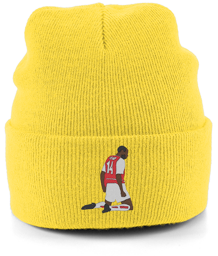 Thierry Henry Knee Slide embroidered Arsenal beanie in Yellow, Legends in Thread