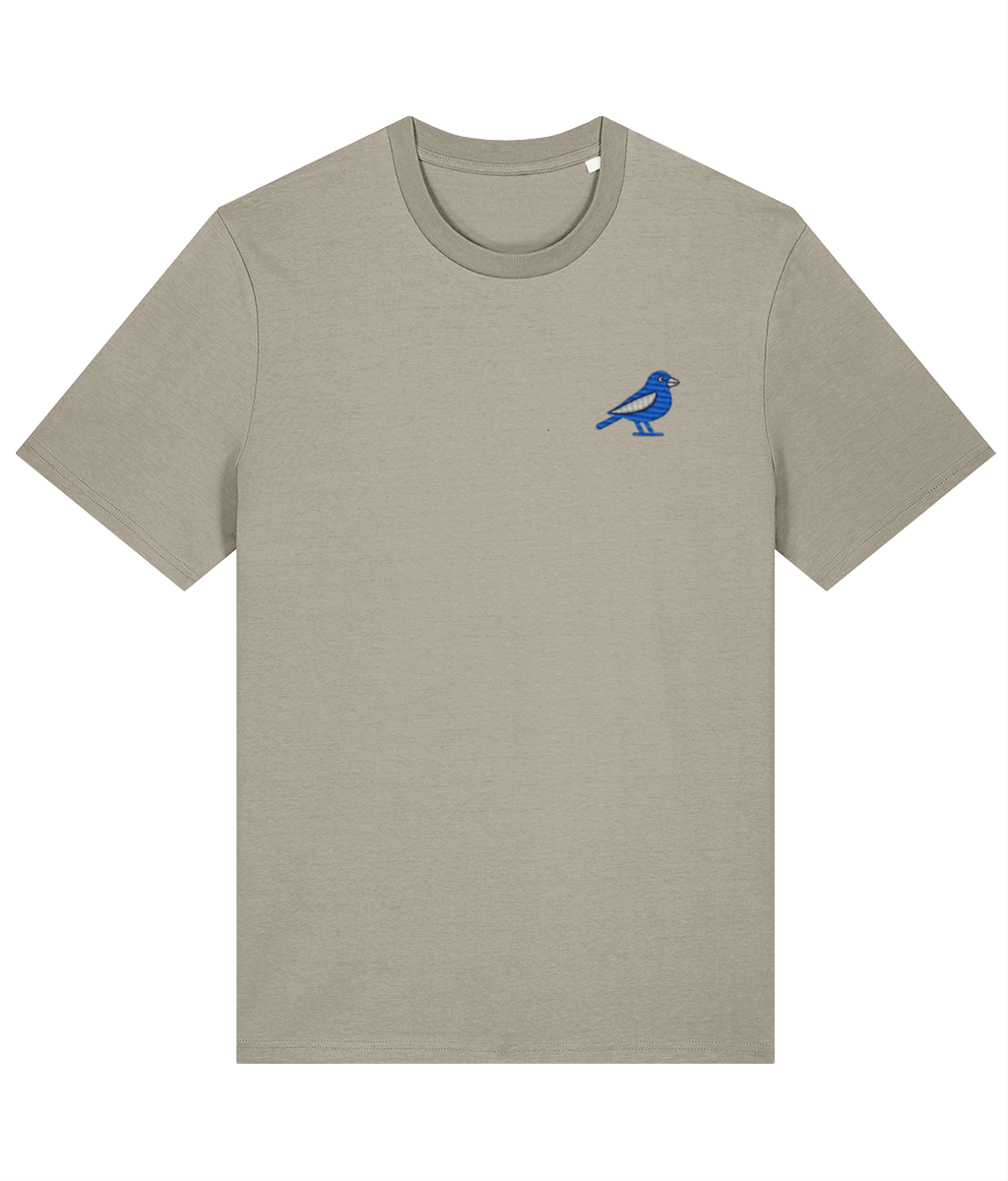 Cardiff Bluebird embroidered Cardiff City cotton tee in Stone, Legends in Thread