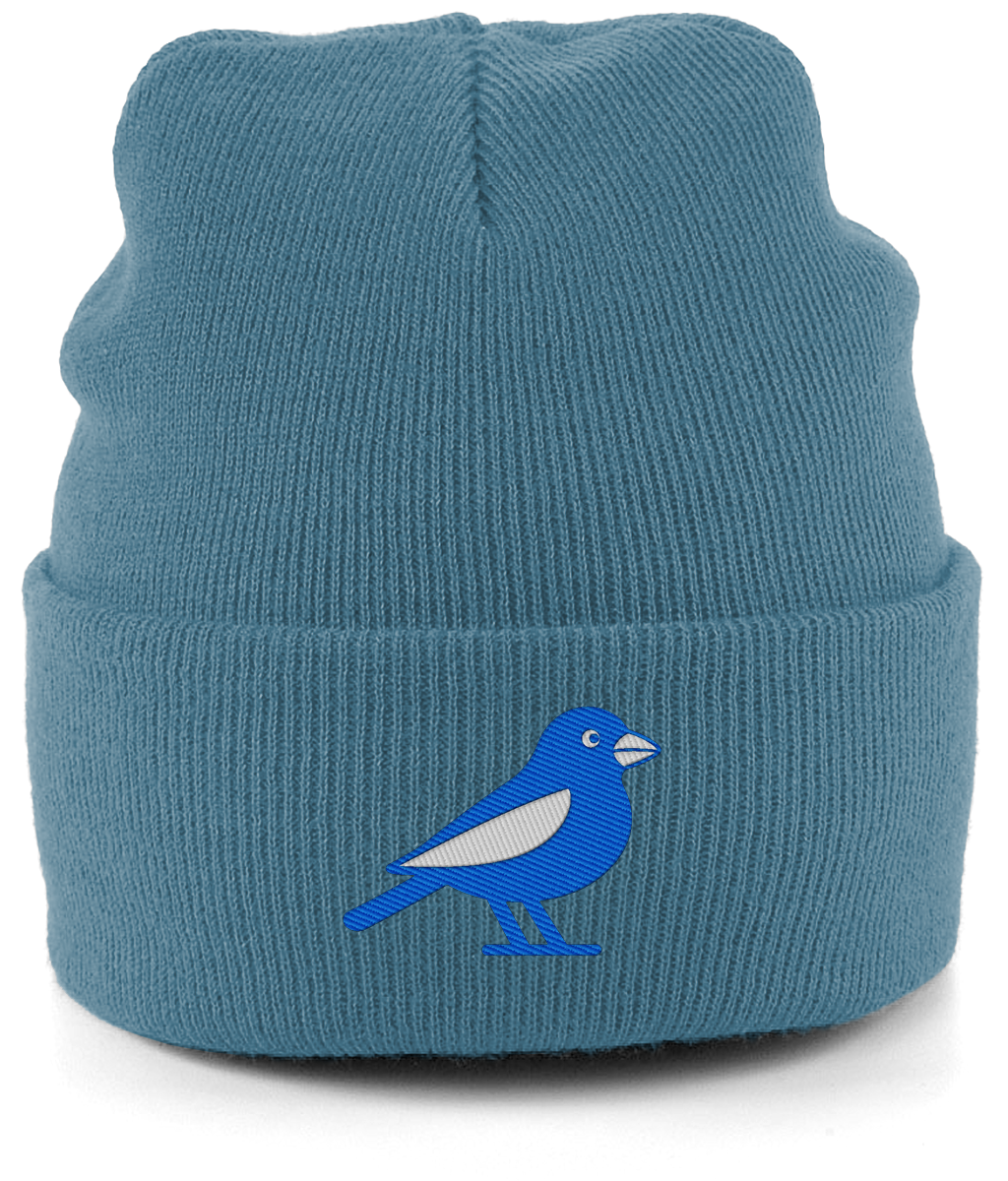 Cardiff Bluebird embroidered Cardiff City beanie in Airforce Blue, Legends in Thread