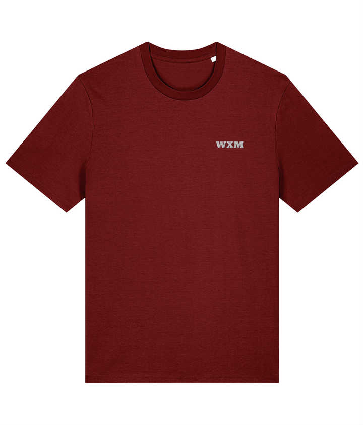 WXM embroidered Wrexham cotton tee in Burgundy, Legends in Thread