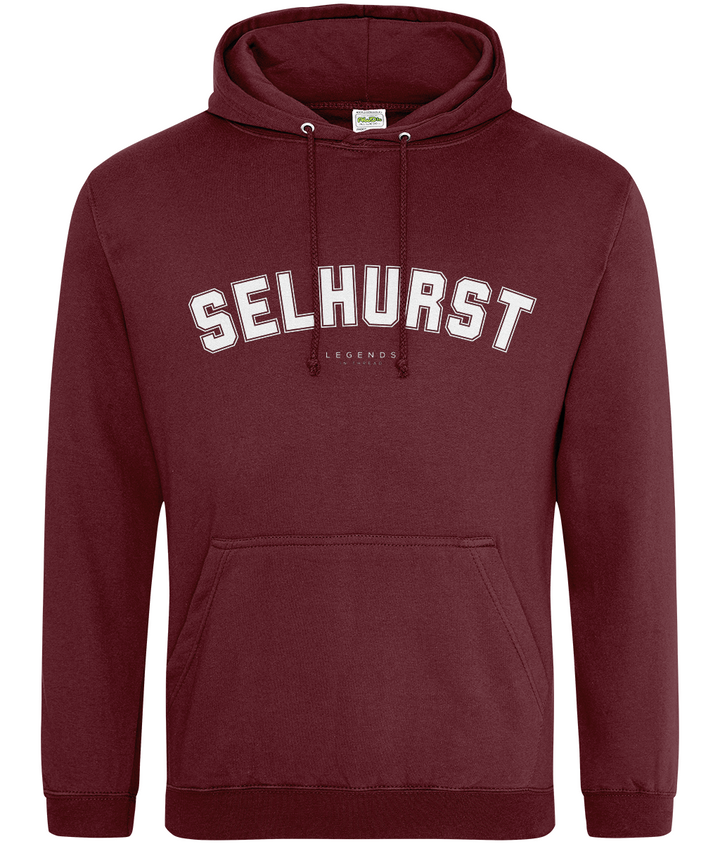 Selhurst Hoodie printed Crystal Palace hoodie in Burgundy, Legends in Thread