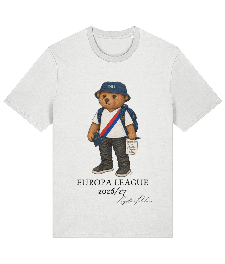Selby the Bear Europa Tour printed Crystal Palace cotton tee in White, Legends in Thread