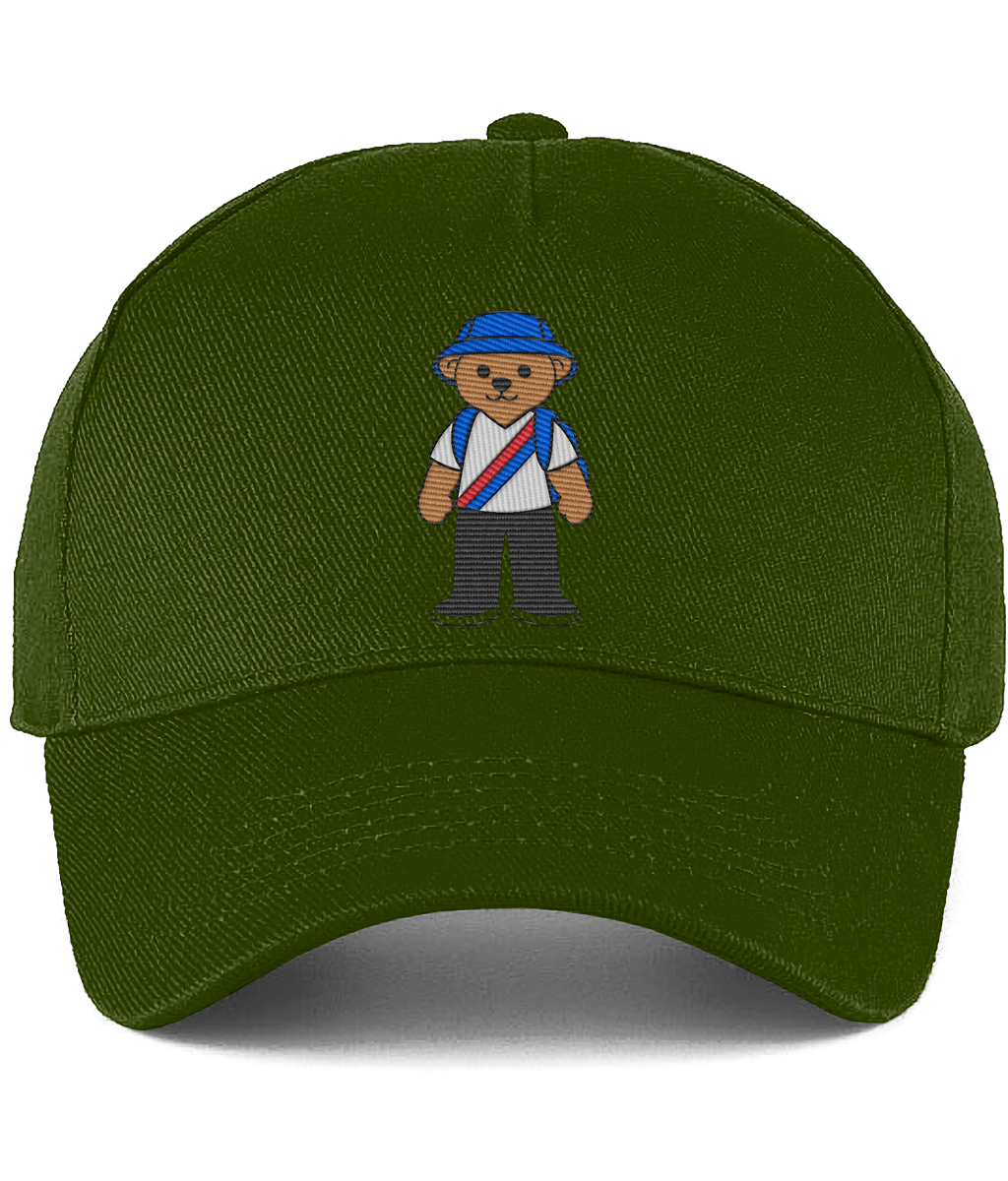 Selby the Bear Baseball Cap embroidered Crystal Palace baseball cap in Olive Green, Legends in Thread