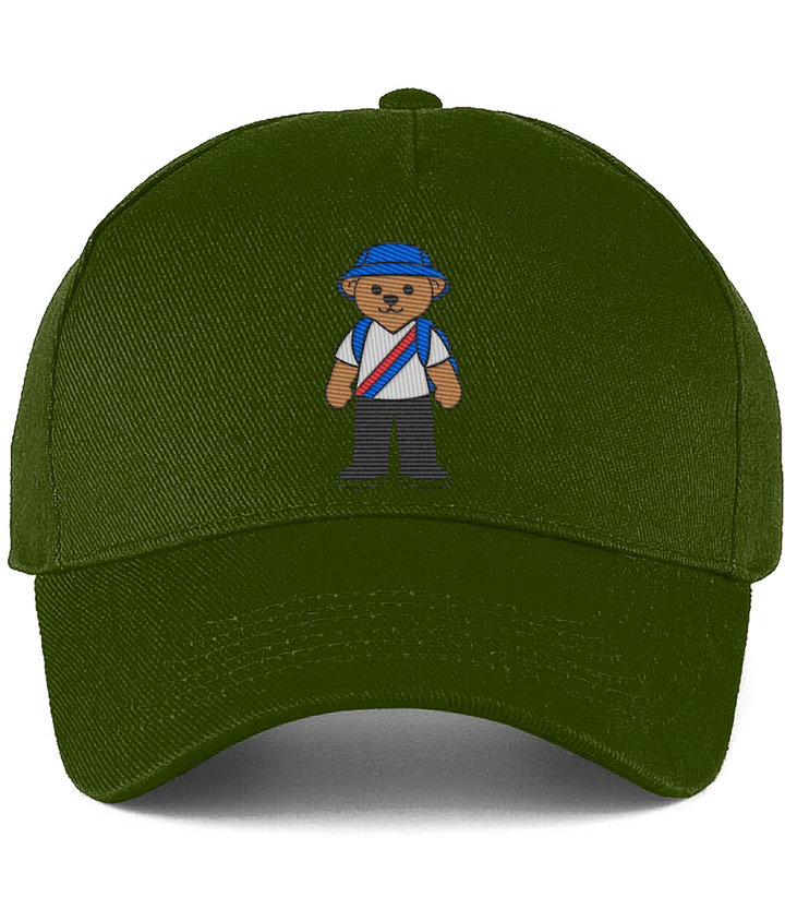 Selby the Bear Baseball Cap embroidered Crystal Palace baseball cap in Olive Green, Legends in Thread