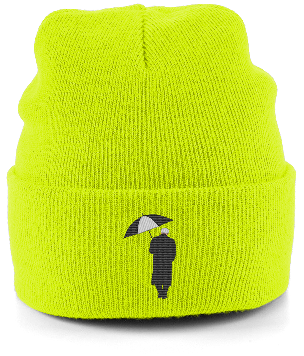 Bobby Robson Umbrella embroidered Newcastle United beanie in Fluorescent Yellow, Legends in Thread