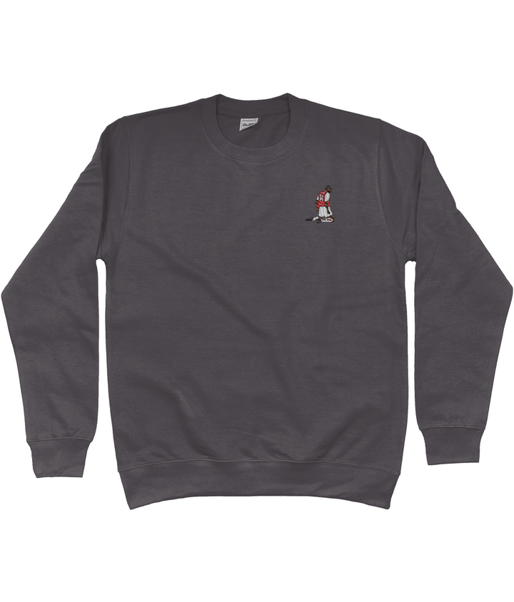 Henry Knee Slide embroidered Arsenal sweatshirt in Storm Grey, Legends in Thread