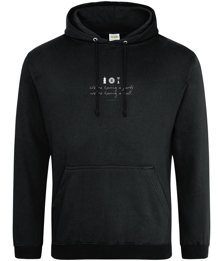 We're Having a Party, We're Having a Ball printed Crystal Palace hoodie in Jet Black, Legends in Thread