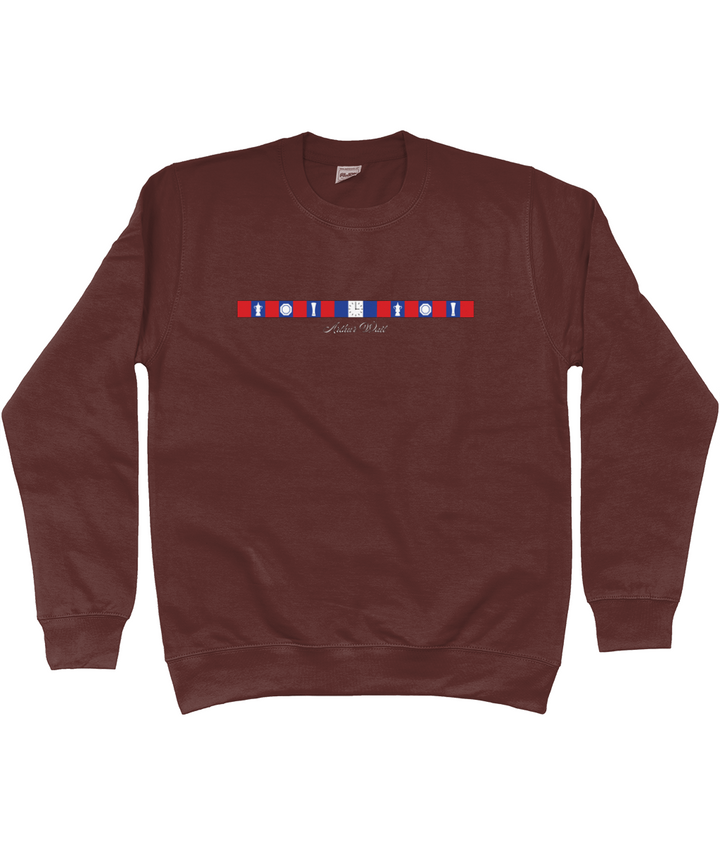 Arthur Wait Fascia Inspired printed Crystal Palace sweatshirt in Chocolate Fudge Brownie, Legends in Thread