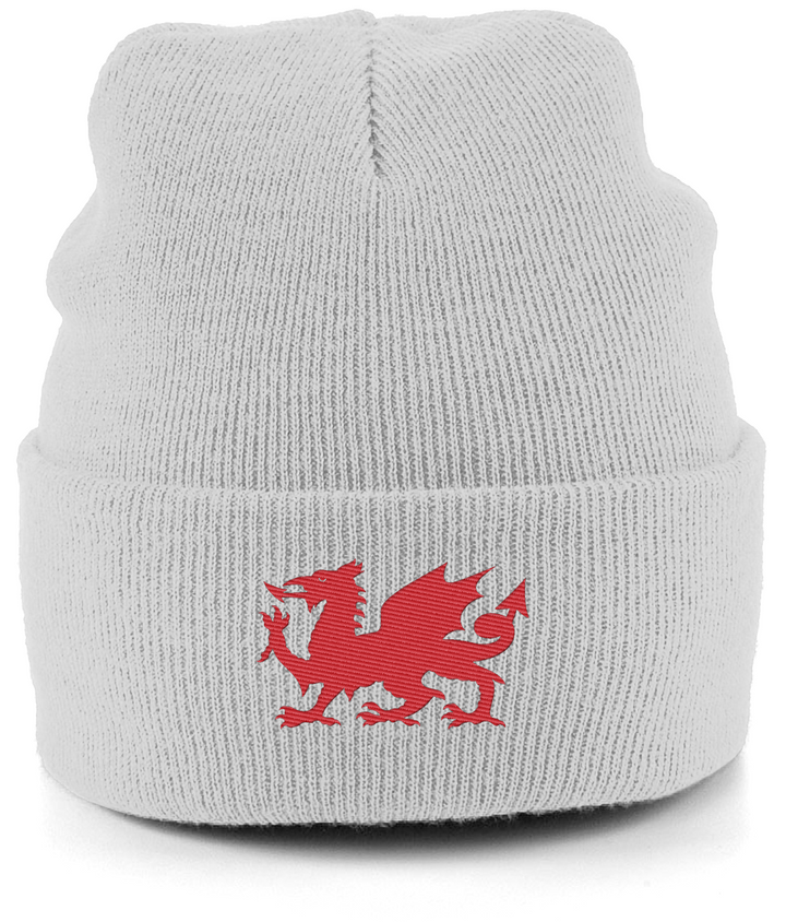 Wrexham Welsh Dragon embroidered Wrexham beanie in Cloud Grey, Legends in Thread