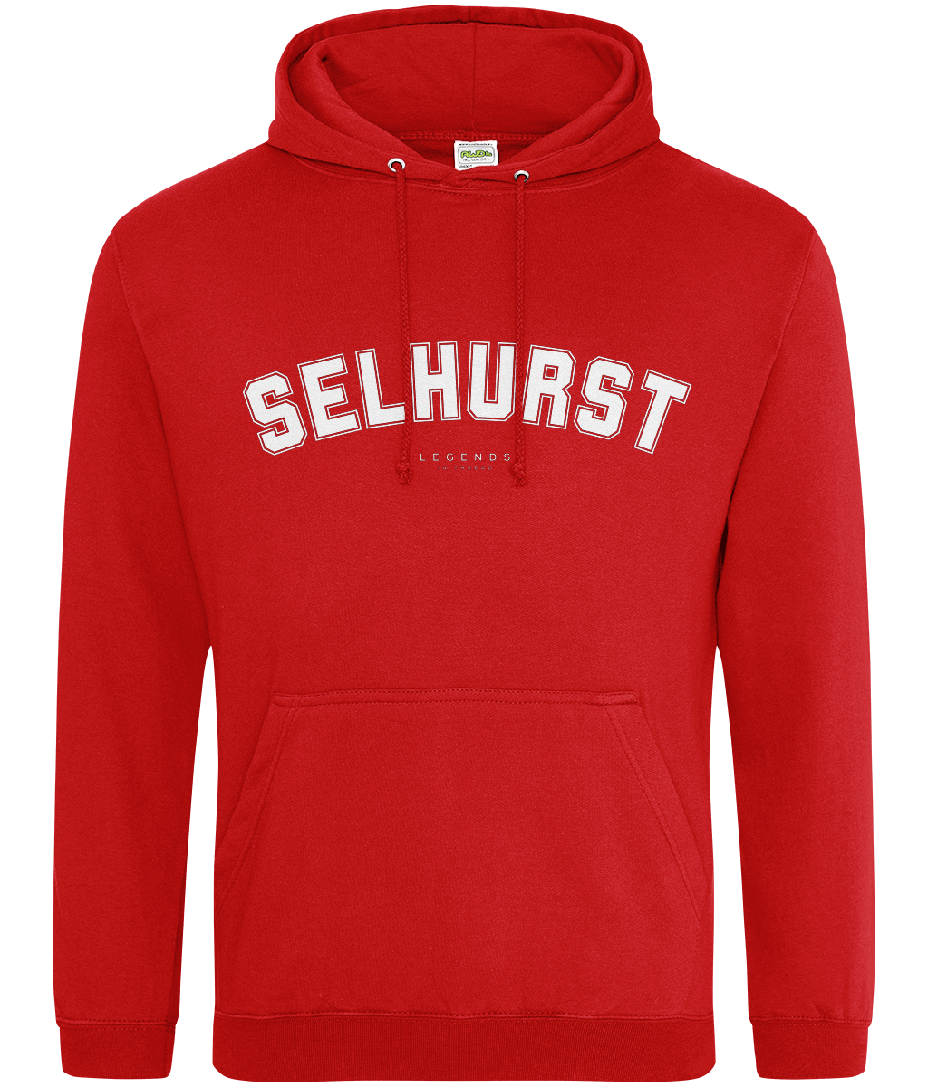 Selhurst Hoodie printed Crystal Palace hoodie in Fire Red, Legends in Thread