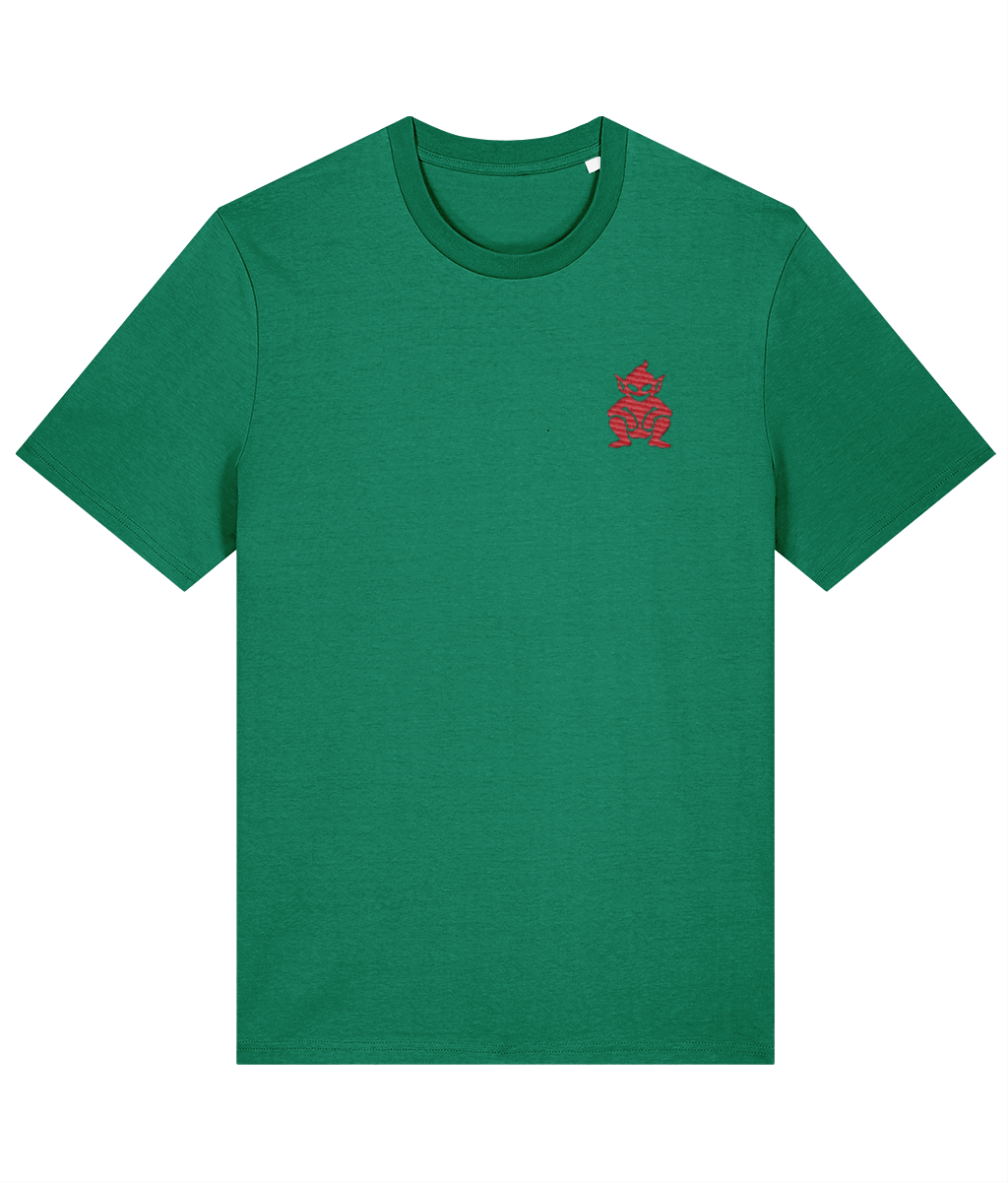 Lincoln Imp embroidered Lincoln City cotton tee in Verdant Green, Legends in Thread
