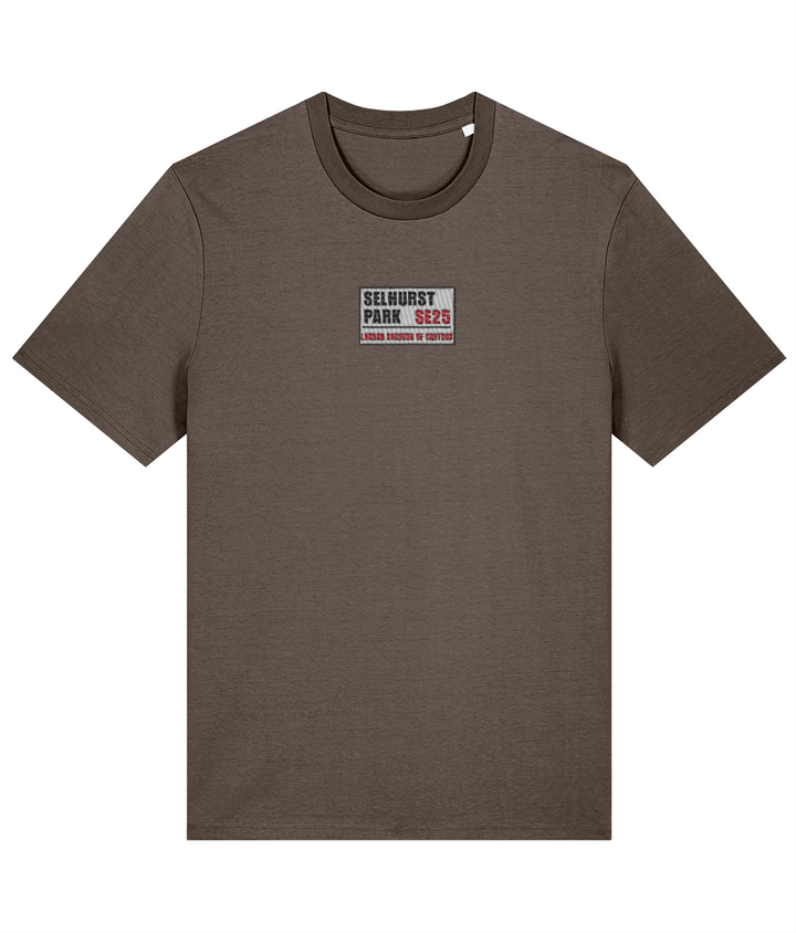 Selhurst Park SE25 Badge embroidered Crystal Palace cotton tee, Legends in Thread