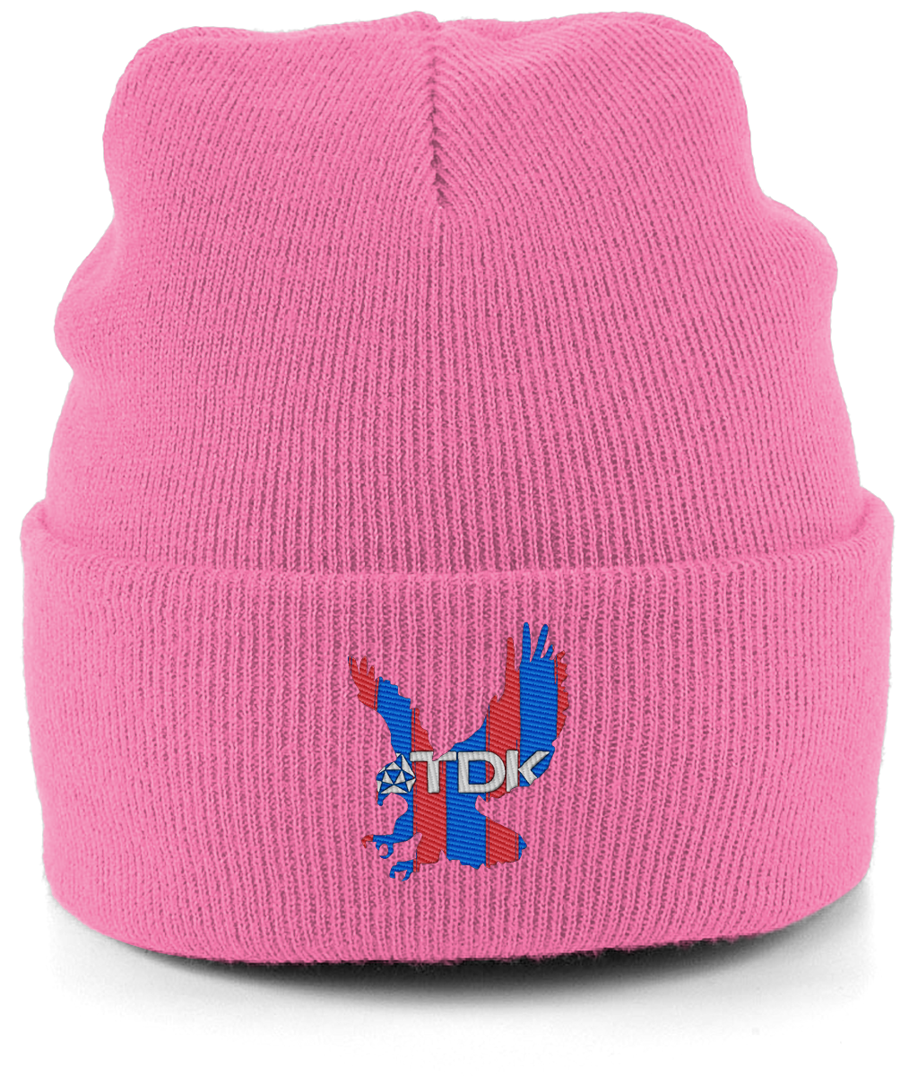 TDK Eagle embroidered Crystal Palace beanie in Classic Pink, Legends in Thread