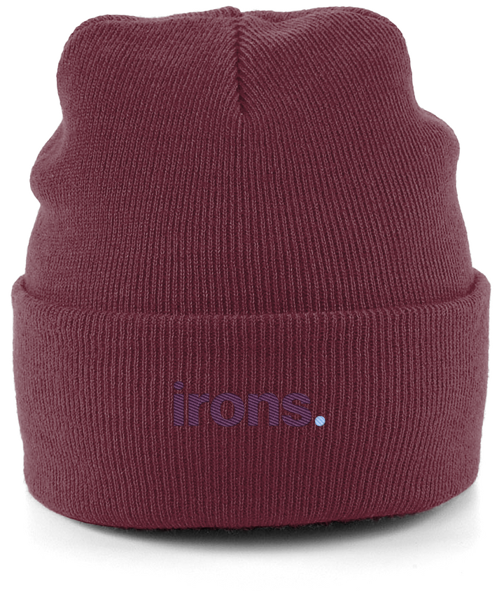 irons. embroidered West Ham beanie in Burgundy, Legends in Thread