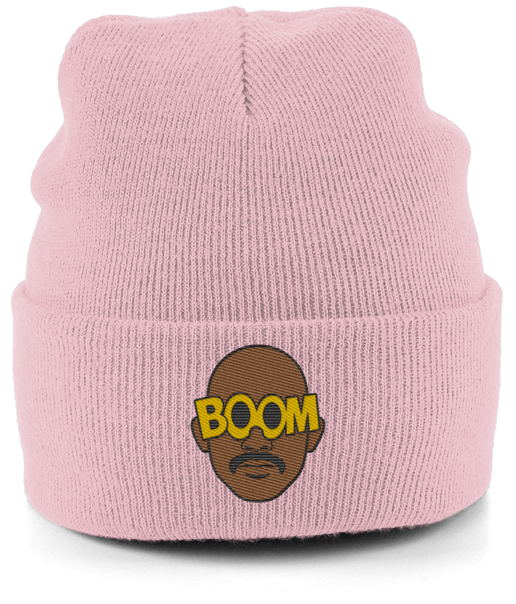 Mateta Boom Glasses embroidered Crystal Palace beanie in Dusty Pink, Legends in Thread