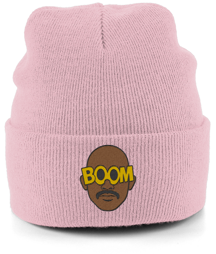 Mateta Boom Glasses embroidered Crystal Palace beanie in Dusty Pink, Legends in Thread