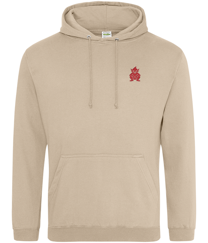 Lincoln Imp embroidered Lincoln City hoodie in Nude, Legends in Thread