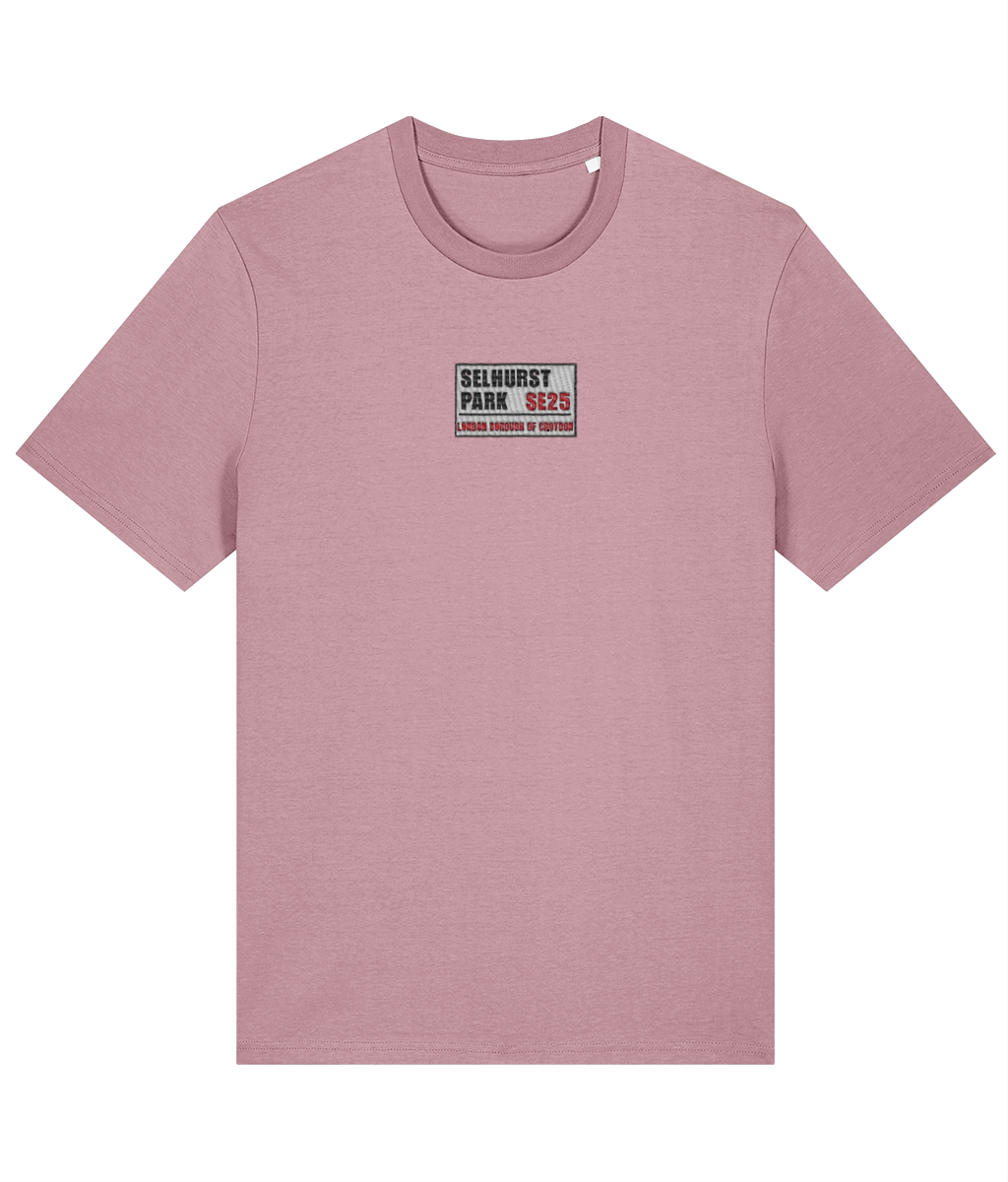 Selhurst Park SE25 Badge embroidered Crystal Palace cotton tee, Legends in Thread
