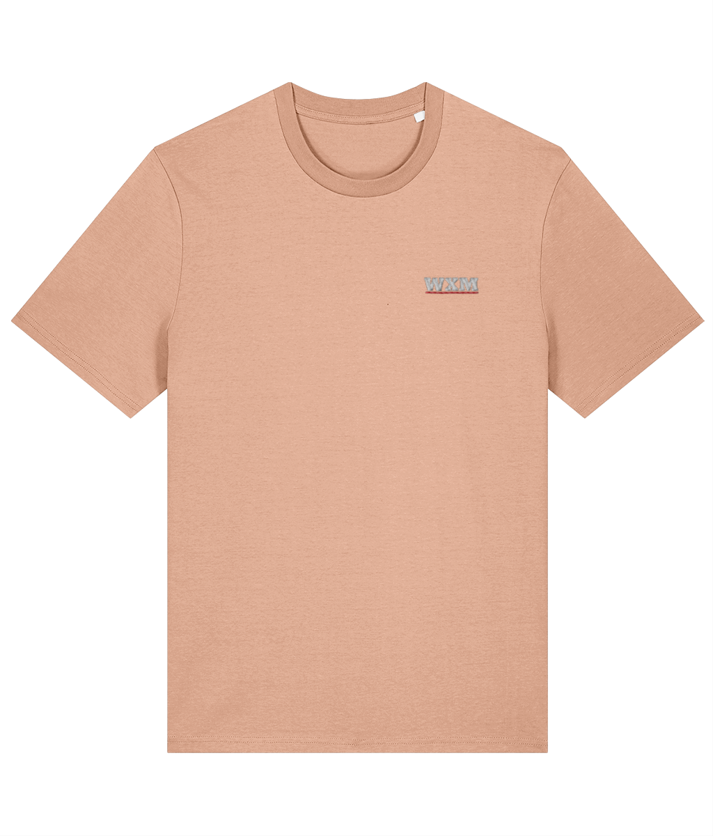 WXM embroidered Wrexham cotton tee in Fraiche Peche, Legends in Thread