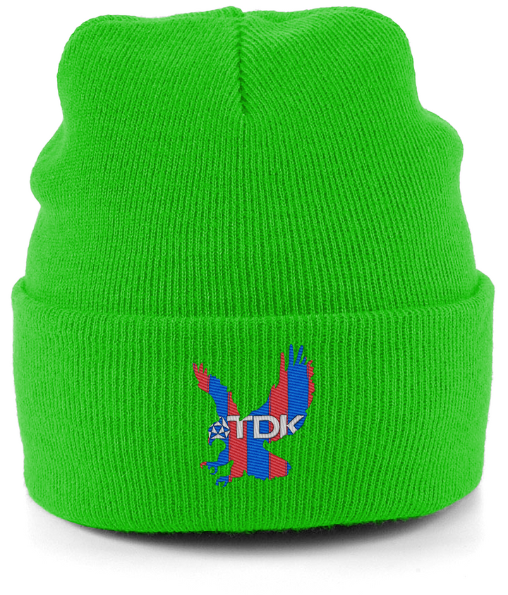 TDK Eagle embroidered Crystal Palace beanie in Fluorescent Green, Legends in Thread