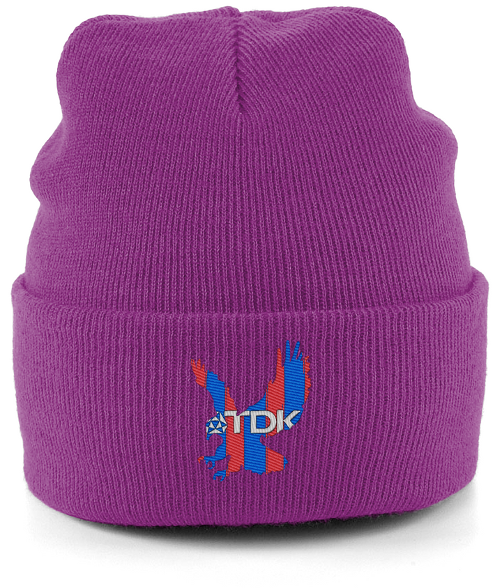 TDK Eagle embroidered Crystal Palace beanie in Magenta, Legends in Thread