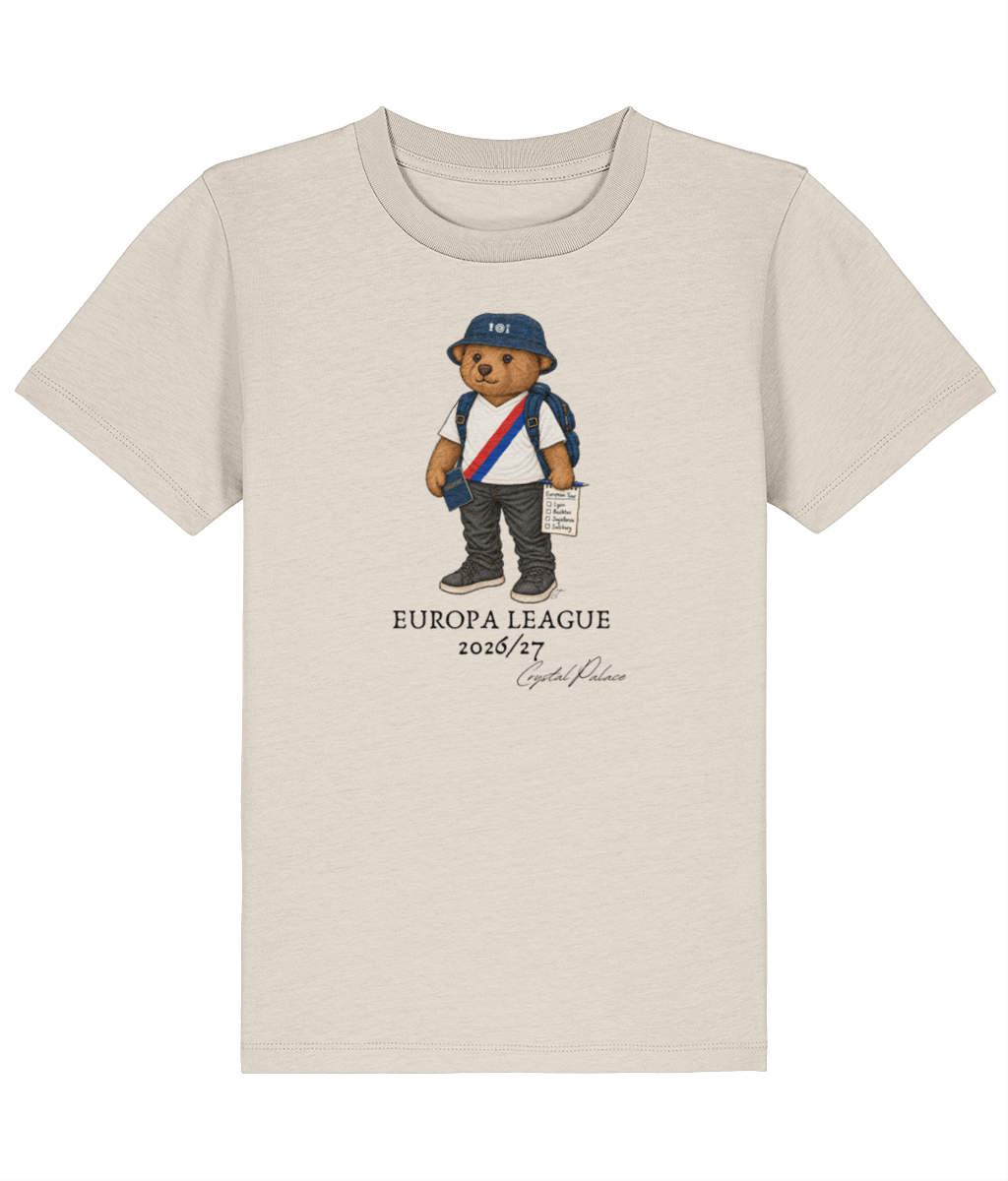 Selby Europa League printed Crystal Palace kids tee in Natural Raw, Legends in Thread