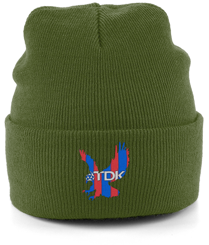 TDK Eagle embroidered Crystal Palace beanie in Moss Green, Legends in Thread