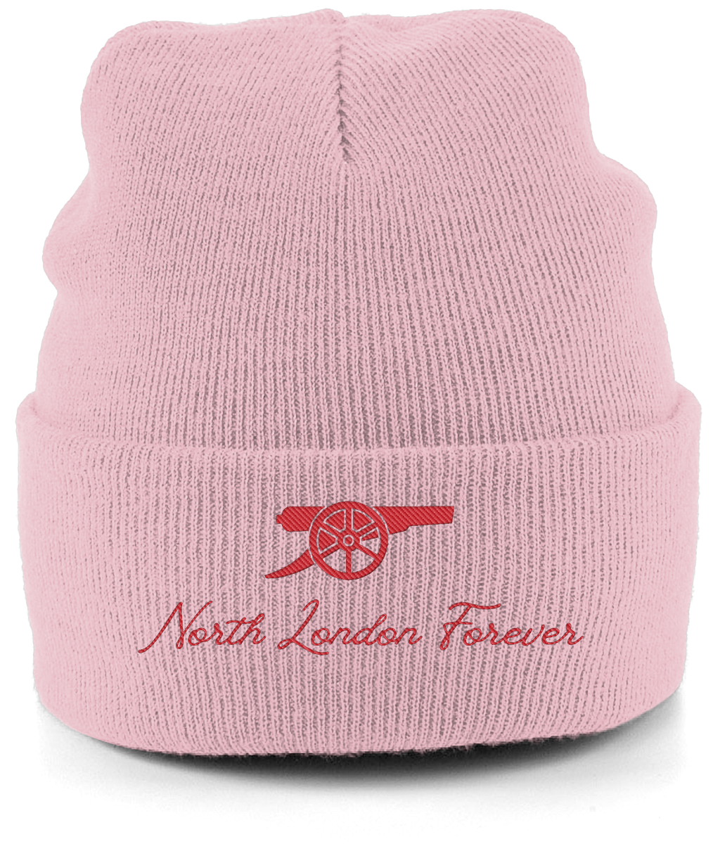 North London Forever embroidered Arsenal beanie in Dusty Pink, Legends in Thread