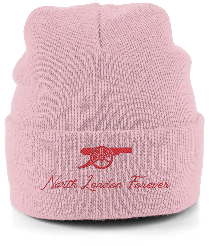 North London Forever embroidered Arsenal beanie in Dusty Pink, Legends in Thread