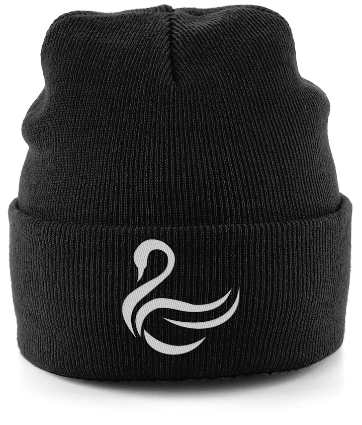 Swansea Swan embroidered Swansea City beanie in Black, Legends in Thread