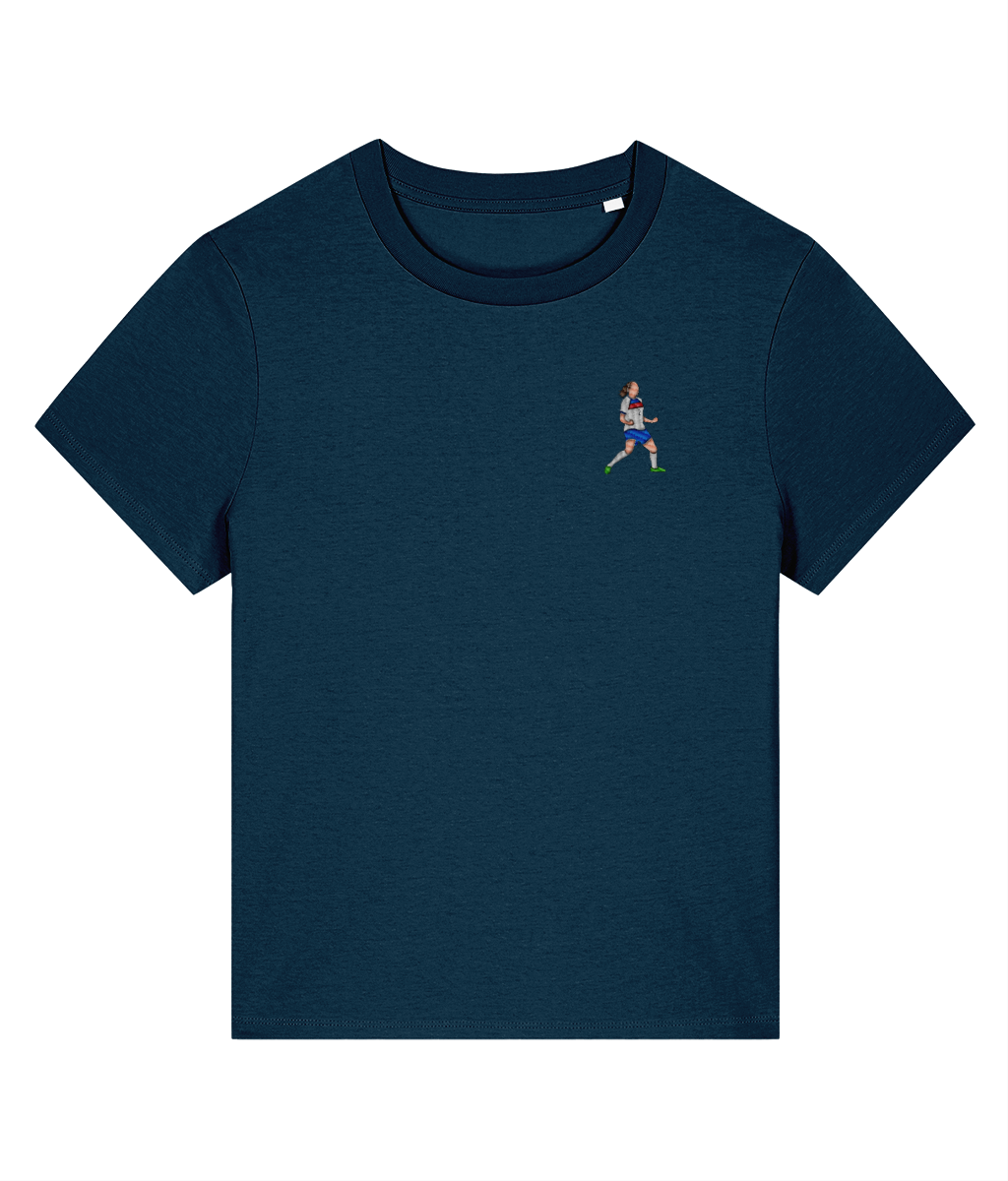Ladies Lucy Bronze Celebration embroidered England Lionesses ladies fit t-shirt in Deep Teal, Legends in Thread